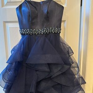 Jovani Midnight Blue Layered Teen Dress